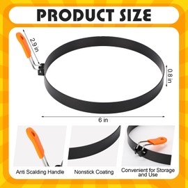 Tioncy 6 Packs Large Omelette Rings for Griddle 6 Inch Stainless Steel Nonstick Pancake Molds Round Omelet Egg Ring Maker with Silicone Handle Grill and Oil Brush for Frying Egg Omelette Muffins
