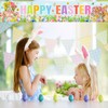 JUNEBRUSHS Happy Easter Banners for Outside, Large Long Spring Bunnies