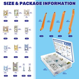 Waltool 187Pcs 11 Sizes Automotive U-Clips & Screws Assortment Kit with Trim Remover, Clip-On U Clips Fasteners for Bumper Dash Interior Trim Door Body Panel