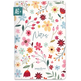 paper&you® Notebook A6+ Dotted "Wild Flower" with 64 Pages, Small Notebook, Mini Bullet Journal - Sustainable and Climate Friendly
