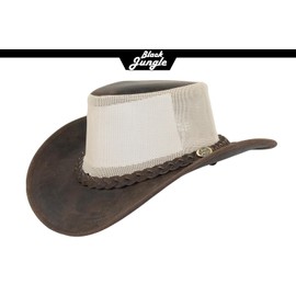 Black Jungle BUNDABERY Leather Western Hat Australia Hat Cowboy Hat, brown, XXL
