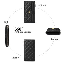 SENDEFN Purses for Women RFID Blocking Large Capacity Purse Bifold Ladies Purse Long Wallet for Women with 1 Zip Coin Pocket, 11 Card Slots