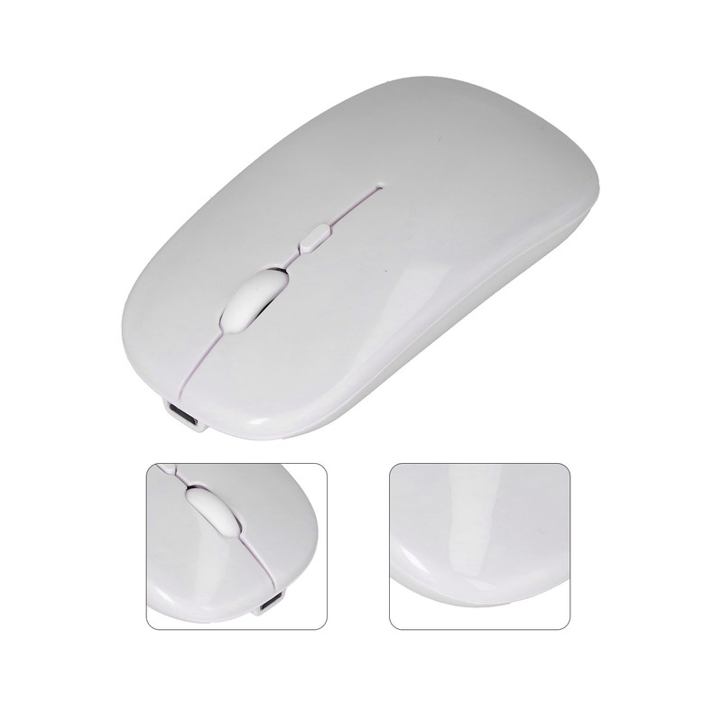 Wireless Mouse Rechargeable DualMode 2.4G Ergonomic Mute Optical Computer Accessories(White