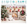 CHAIYA 7x5ft Christmas Photography Backdrop Christmas Fireplace Backdrop White Brick