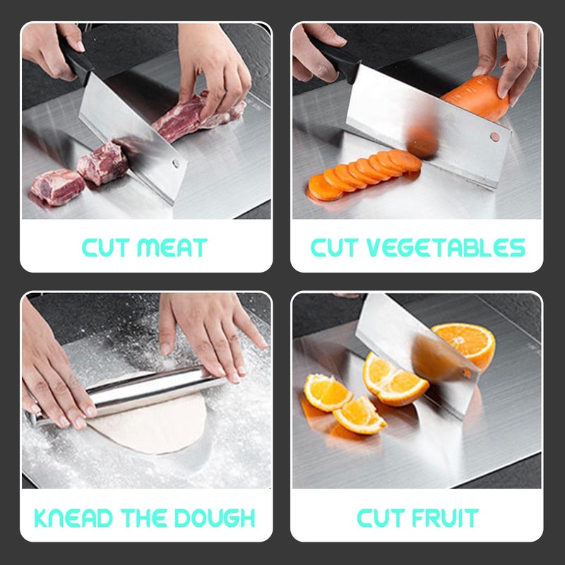 XQMMGO Titanium Chopping Board, Stainless Steel, Double-Sided Food Grade, Easy