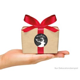 24 Christmas Stickers Merry Christmas Deer Retro Black Brown Vintage Chalkboard Look Christmas Paper Sticker Labels Format 4 cm Round Matte