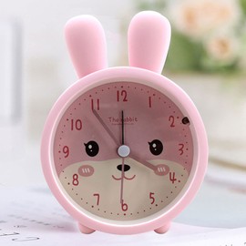 Meyaus 3 in Cartoon Pink Rabbit Silicone Alarm Clock Silent Non Ticking Night Light Clock