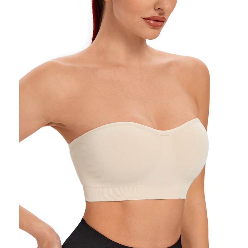 ANGOOL Women's Bandeau Strapless Bra without Underwire, Padded Bralette Bra,
