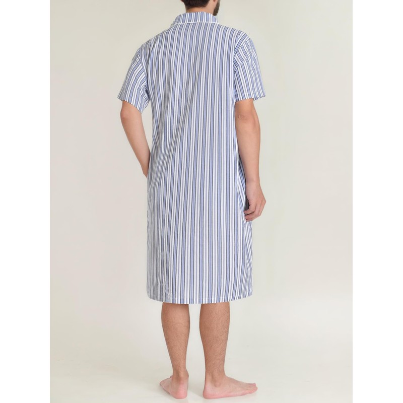 Latuza Men's Cotton Nightshirt Short Sleeve Nightgown with Pockets XXL