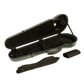 MI&VI NP-7001S Classic Poly Carbon Shaped Violin Case (Full Size) 4/4 with Carry Straps | Hygrometer | Tough Shell (Dark Green)