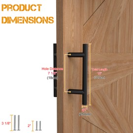 LVYIHAN 12" Round Offset Barn Door Handle Double Sided Stainless Steel, French Push Pull Door Handle Matte Black, Long Sliding Home Handle