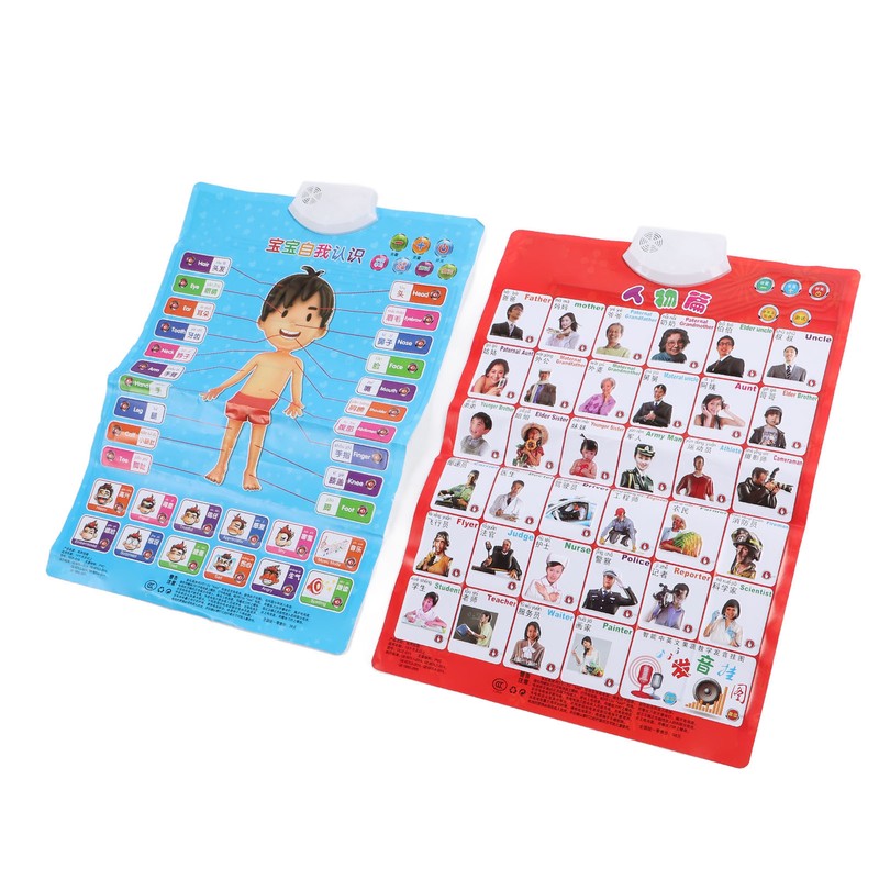 2pcs Chinese English Phonics Posters Multipurpose Fun Early Education Self