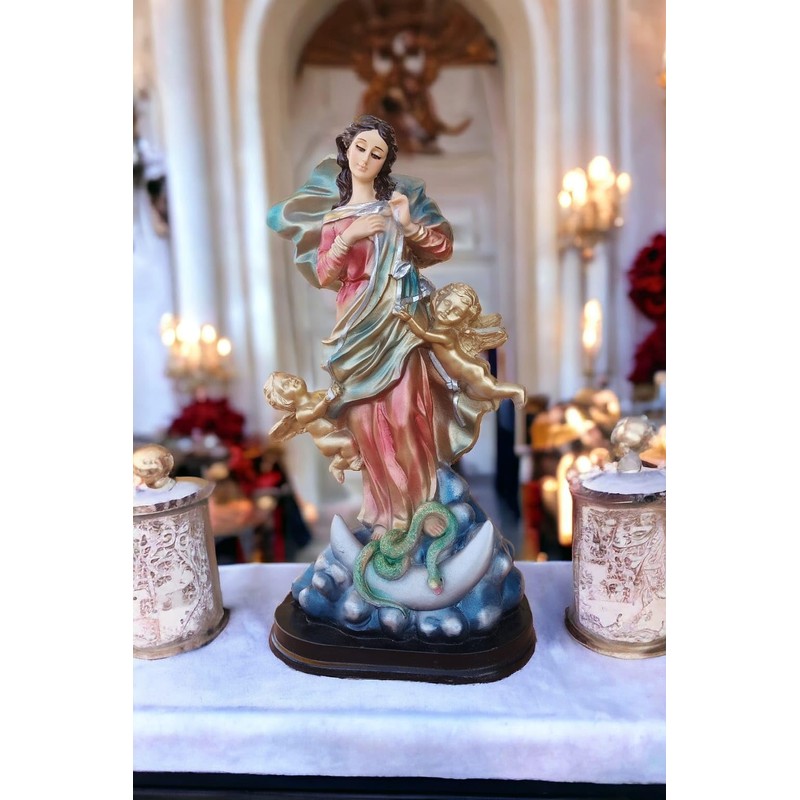 Escultura Virgen Desatanudos 30cm Imagen Religiosa de Resina