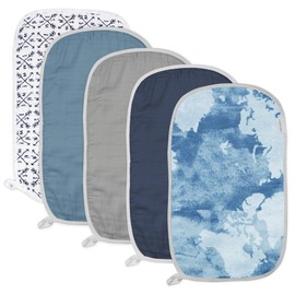 HonestBaby Baby Organic Cotton Multi-Layer Burp Cloths Multipack, Watercolor World, One Size US
