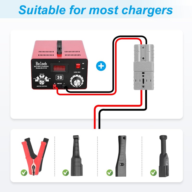 ANKG 50Amp 10Awg Battery Quick Connect Electric Forklift Cable with