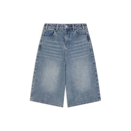 Aelfric Eden Denim Shorts Womens Vintage Washed Long-line Jorts Casual Y2K Baggy Unisex Oversized Streetwear Jeans Shorts Retro Blue 36