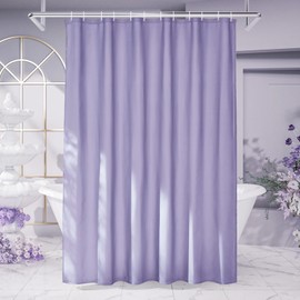 Furlinic Extra Wide 108x72 Shower Curtain Liner Purple Fabric,Commercial Polyester Liner, Triple Waterproof Coating,Industrial Strength Hooks and Anti Billowing Weighted Hem For Glass Walk-in Showers.