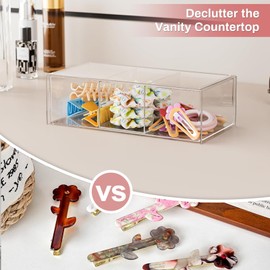 Storage Box for Small Items, 5 Grid Hair Accessories Organiser, Multifunctional Transparent Container, Jewellery Organiser Box, Hair Clip Holder for Hair Ring, Hair Clip, Hairband, Hair Pin