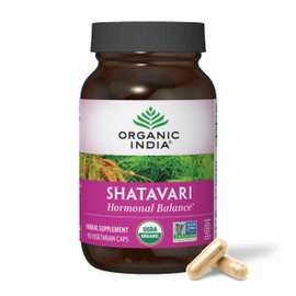 ORGANIC INDIA Shatavari Capsules - Herbal Supplement, Supports Hormonal Balance, Immune System Support, Vegan, Gluten-Free, USDA Organic, Supports Reproductive Health - 90 Capsules