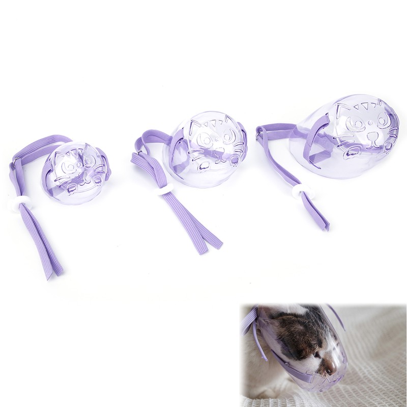 3pcs Cat Dog Muzzle AntiBite Cat Mouth Cover Breathable Transparent