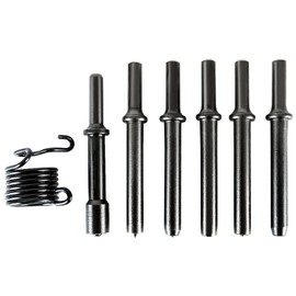 DUPDMKIN 7 Pcs Air Hammer Bits Smoothing Pneumatic Solid Rivet Tool Carbon Steel Air Hammer Attachments with 0.401" Shank & Spring for Solid, Hollow Rivets