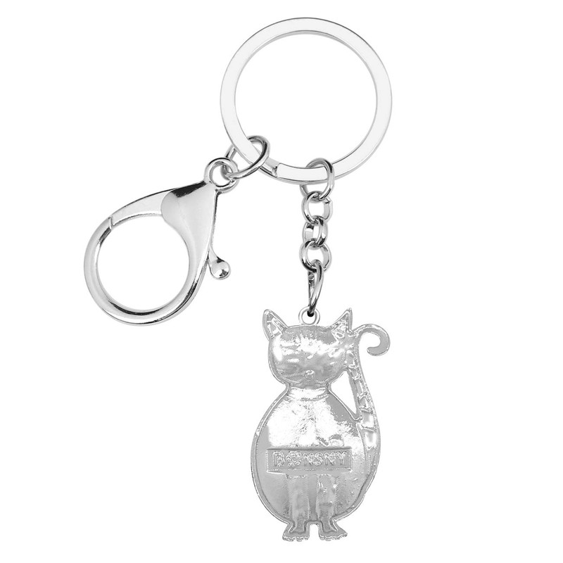 WEVENI エナメル合金 子猫 キーチェーン エレガント ペットキーリング ジュエリー レディース ガールズ バッグ