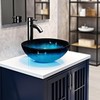 YIMAI Ingenuity Vessel Sink 12" Bathroom Sinks Tempered Glass Blue