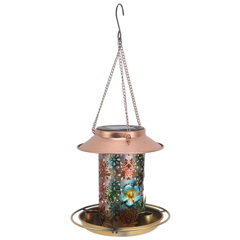 Solar Bird Feeder for Outdoors Hanging Exquisite Hollow Pattern Waterproof