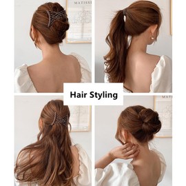 Ruihfas 9 Pieces Stretch Magic Hair Comb Elastic Double Combs Hair Clip for Women No Crease Vintage Bun Maker Accessories for Curly Thick Wavy Hair Ponytail