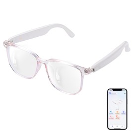 AI Smart Glasses with Real-Time Translation, Wireless Bluetooth 5.3, Smart Simultaneous Interpretation for 110+ Languages, Open-Ear Design,Clear Frame Blue Light Glasses for Woman Travel,Work