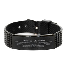 Engraved Black Shark Mesh Bracelet - Landscape Architect Inspiration for Graduation and Christmas Gifts - Uplifting and Motivating Jewelry for Architect Niche
