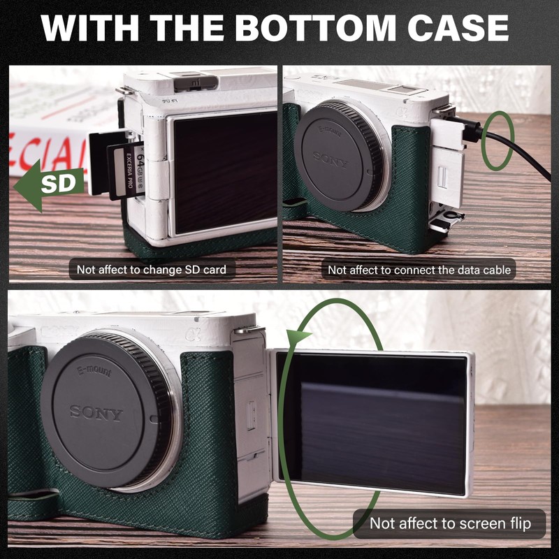 MUZIRI KINOKOO Sony ZV-E1 Case, Genuine Real Leather Half Case