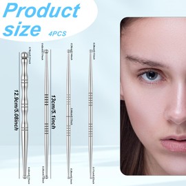 4 Pieces Facial Reflexology Massage Tool Stainless Steel Manual Pen Dual Head Facial Reflexology Tools Portable Massage Tool for Deep Tissue Face Body Muscle Relax