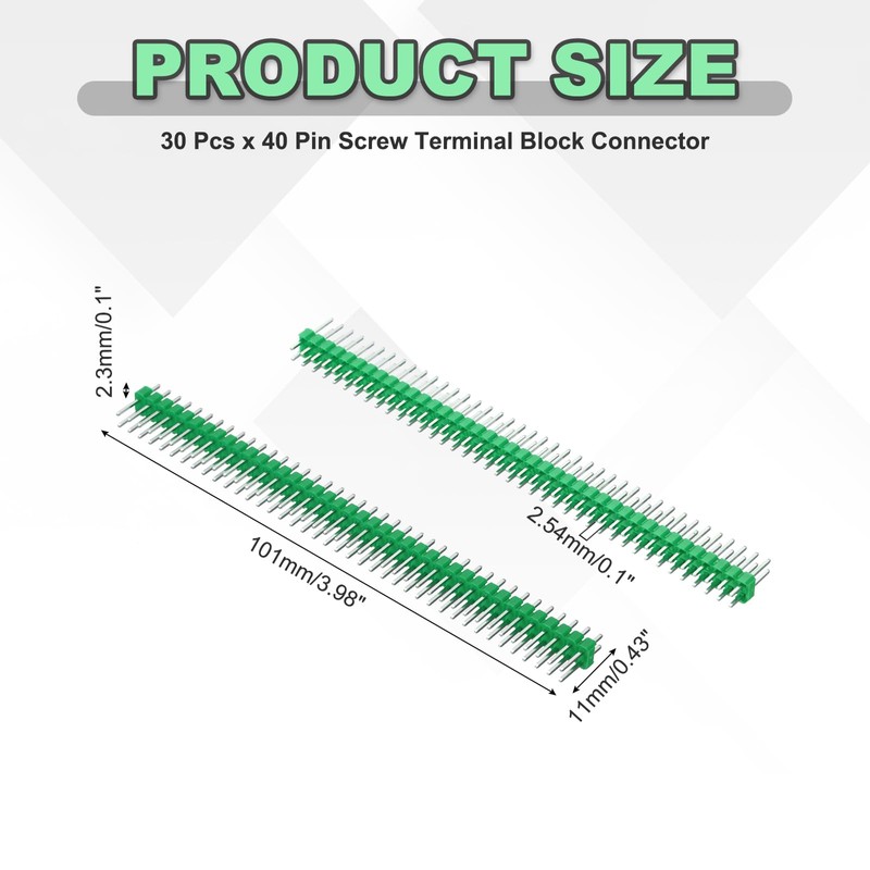 sourcing map 30PCS 40Pin PCB Screw Terminal Block Connector, 2.54mm