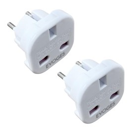 Evoges UK to European EU Travel Adapter Plug Type G to Type C,E,F, 3 Pin to 2 Pin Travel Europe White (2)