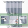 eachope Blue Long No Hook Shower Curtain with Snap-in Fabric