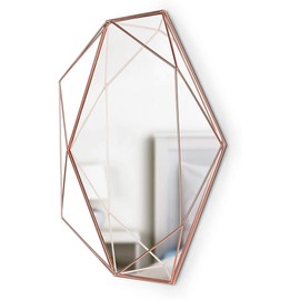 Umbra Prisma Modern Geometric Shaped Oval Mirror Wall Decor for Bedroom, Bathroom, Living, Dining Room, 22.5" Length x 17" Height x 3.75” Width, Copper