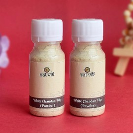 SATVIK Set of 2 White Chandan Tikka Powder - Sacred Sandalwood Tilak for Pooja, Hawan, Mandir & Rituals | 50g (25g x 2) Pack | Pure Safed Chandan Powder for Prosperity & Auspicious Ceremonies
