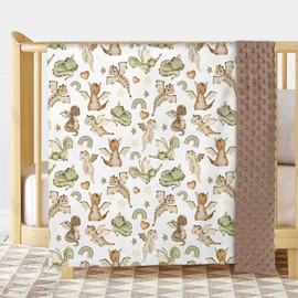 Dragon Baby Blanket for Boys Girls Soft Double Layer Minky with Dotted Backing, for Fairy Tale Theme Toddler Nursery, Newborn Infant Toddler Crib Bedding, Stroller, Receiving Blankets, 30"x40"