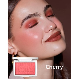 Powder Blush Palette, Matte Powder Makeup Blush for Cheeks, Natural Glow Face Blush Contour Palette, Lightweight, Smooth, High Impact Buildable Color, Long-lasting All-Day Face Enhancing -#Cherry