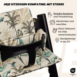 Ukje Cushion Compatible with Stokke Tripp Trapp - Soft Seat Cushion for Infants, Babies & Toddlers, High Chair Accessories, Cotton Fabric Insert, Handmade in Europe (Forest)