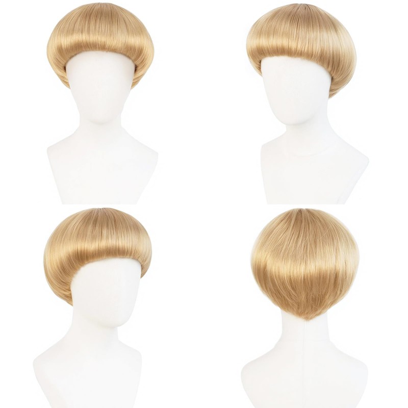 BESTBEL Blonde Bowl Cut Wig for Men Short Blonde Mushroom
