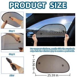 2 Packs 2025 New Car Window Shades for Side Window, Window Shade for Baby in Car with Suction Cups to Block UPF 50+ for Kids & Pets, 21'' x 14'' Universal Fit Most of Cars