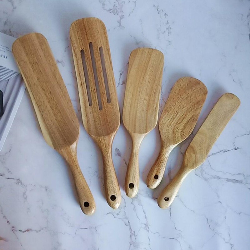 Natural Teak Wood Cookware Set Kitchen Cooking Tools Multifunctional Durable