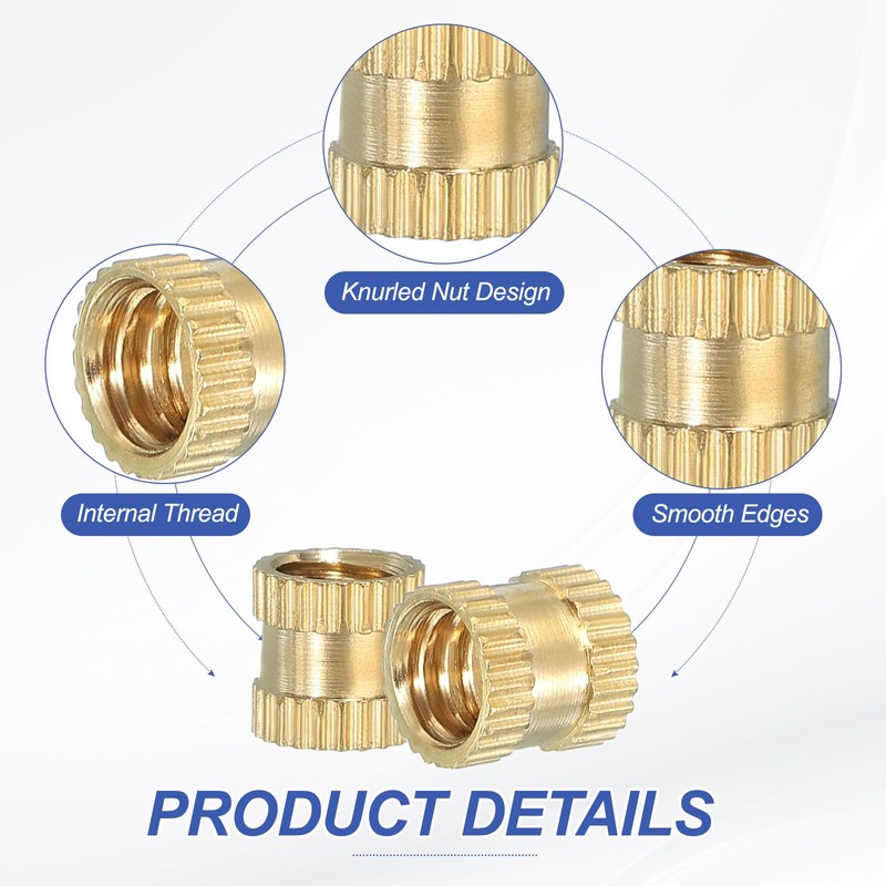 PATIKIL 40 Pcs Threaded Inserts Heat Set, 1/4"-20x8x8mm Female Brass
