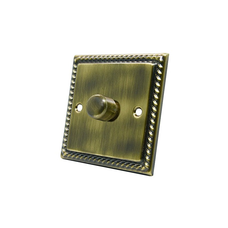 Georgian Antique Brass 1 Gang Dimmer 400W - 10 Amp