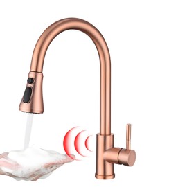 TUTEW Touchless Kitchen Faucet with Pull Down Sprayer, Red Copper Motion Sensor Kitchen Sink Faucet Single Hole, Spot Resist Stainless Steel Single Handle Commercial Modern Faucet