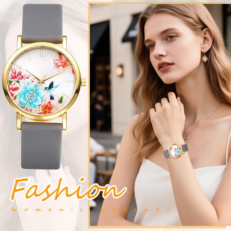 腕時計 レディース シリコンバンド 花 防水: アナログ表示 長さ調整可能 クオーツウォッチ エコロジー 田園風