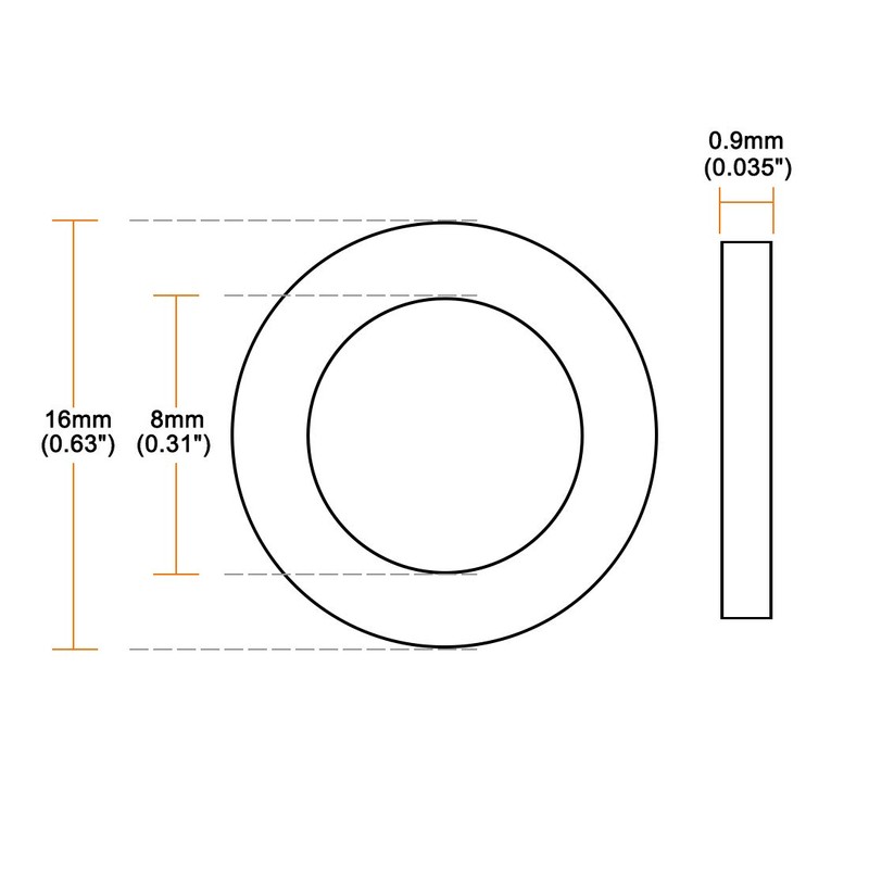 sourcing map Nylon Flat Washers M8 16mm OD 8mm ID
