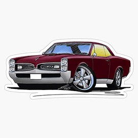 Pontiac Gto (1967) Maroon Bumper Sticker Window Vinyl Decal 5"